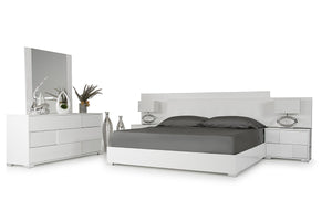 46" White MDF and Steel Queen Bed
