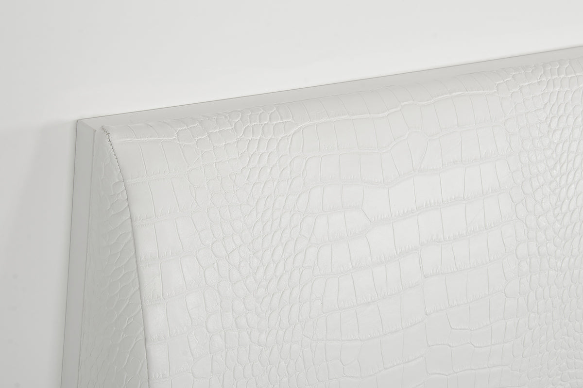 46" White MDF and Steel Queen Bed