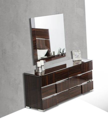 32" Ebony Lacquer Veneer  MDF  and Steel Dresser