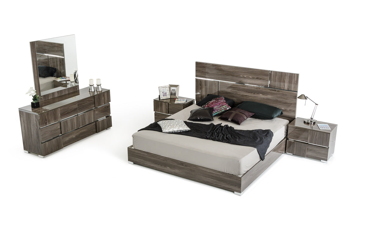 32" Grey Lacquer MDF  Steel  and Veneer Dresser