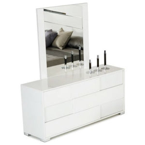 41" White MDF  Glass  and Veneer Mirror