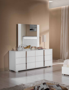 41" White MDF  Glass  and Veneer Mirror