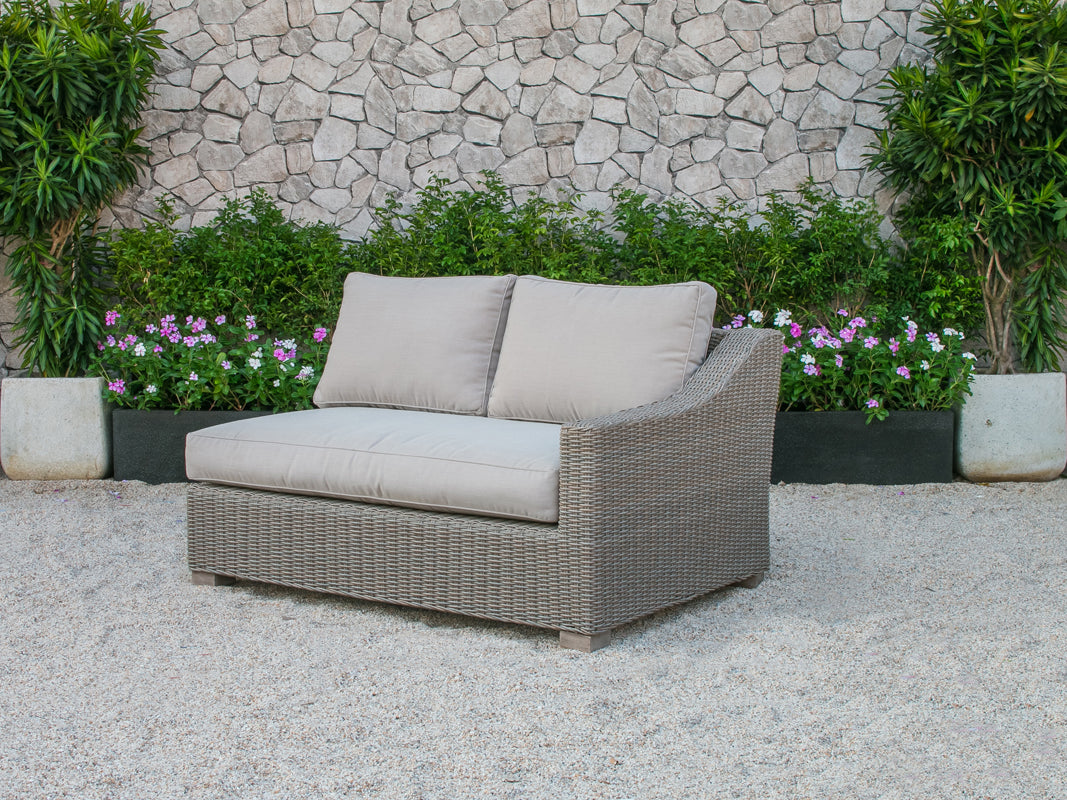 30" Aluminum  Wood  and Rattan Sectional Sofa Set