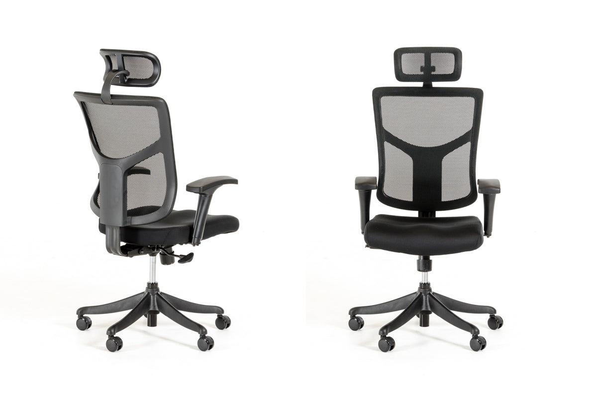 52" Black Plastic and Aluminum Office Chair
