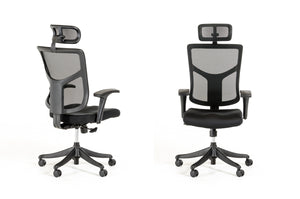 52" Black Plastic and Aluminum Office Chair