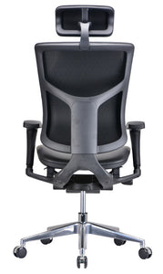 53" Black Leather  Plastic  and Aluminum Office Chair