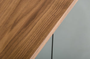 30" Walnut Veneer  Glass  and Metal Buffet