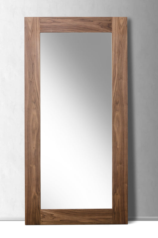 79" Walnut MDF  Veneer  and Glass Mirror