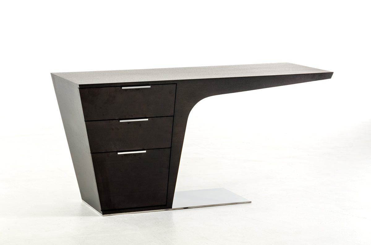 30" Wenge Veneer and Steel Office Desk