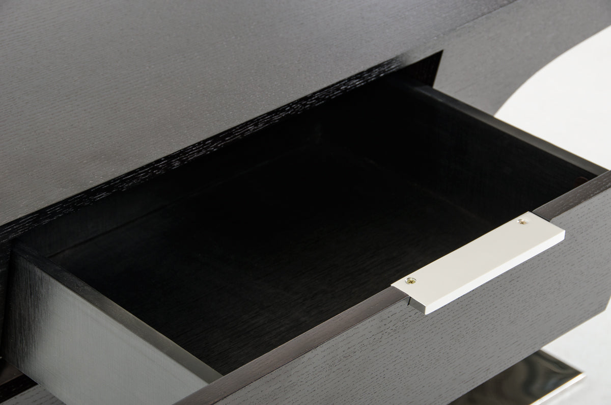 30" Wenge Veneer and Steel Office Desk