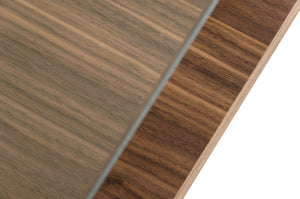 14" Walnut Veneer and Glass Coffee Table