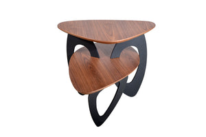 19" Walnut Veneer and Metal End Table