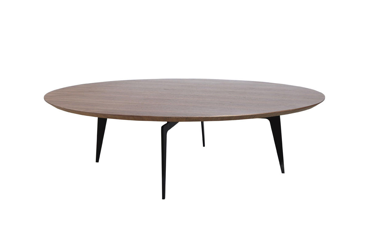 11" Walnut Veneer and Metal Coffee Table Set