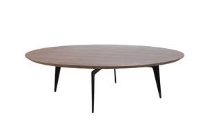 11" Walnut Veneer and Metal Coffee Table Set