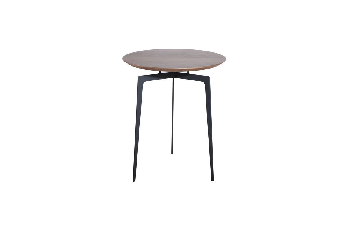 11" Walnut Veneer and Metal Coffee Table Set