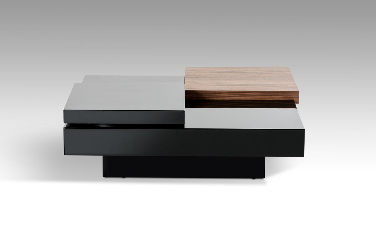 13" Walnut and Black MDF and Veneer Coffee Table