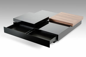 13" Walnut and Black MDF and Veneer Coffee Table