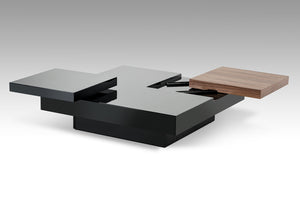 13" Walnut and Black MDF and Veneer Coffee Table