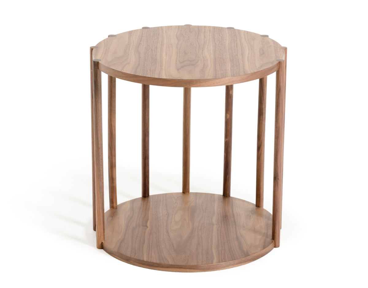 19" Walnut Wood End Table