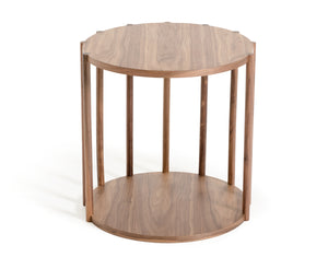 19" Walnut Wood End Table