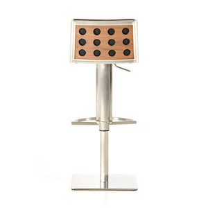 40" Black and Walnut Leatherette  Veneer  and Steel Bar Stool