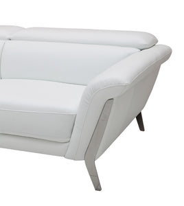 48" White Leather and Steel Sofa Set