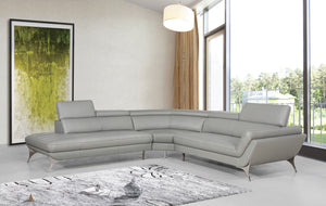 30" Grey Leather  Foam  and Steel Couch