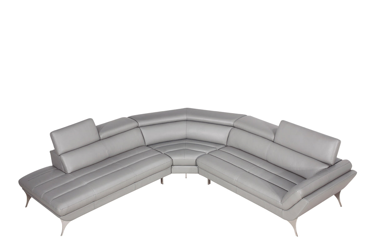 30" Grey Leather  Foam  and Steel Couch