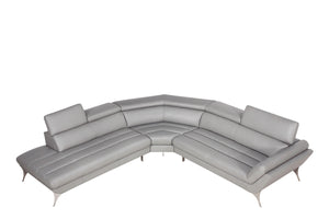30" Grey Leather  Foam  and Steel Couch