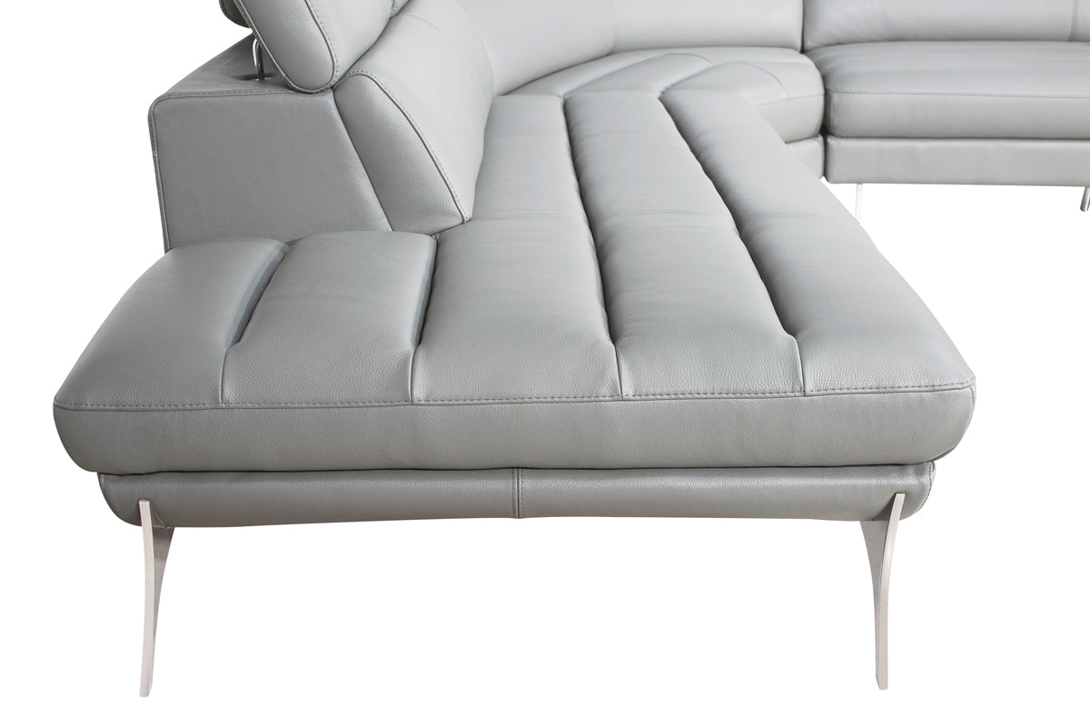 30" Grey Leather  Foam  and Steel Couch