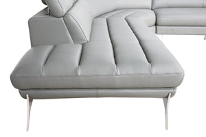 30" Grey Leather  Foam  and Steel Couch