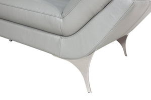 30" Grey Leather  Foam  and Steel Couch
