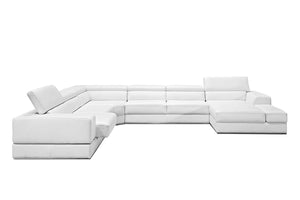 36" White Bonded Leather  Foam  and Steel Sectional Sofa
