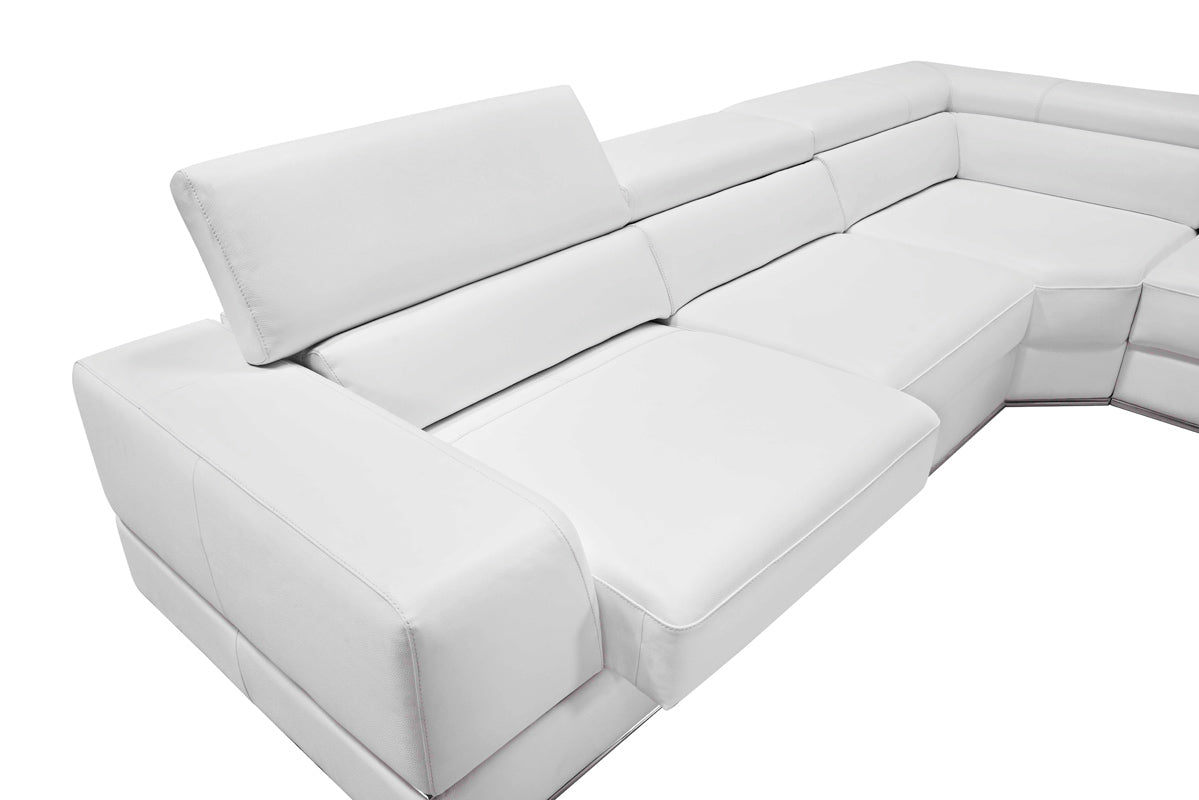 36" White Bonded Leather  Foam  and Steel Sectional Sofa