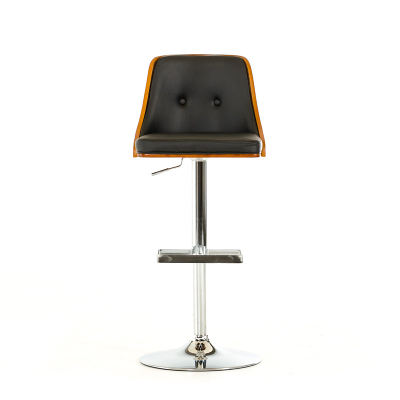43" Black Leatherette  Veneer  and Steel Bar Stool
