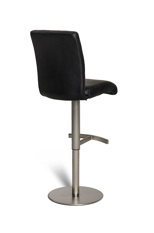 38" Black Eco-Leather and Steel Bar Stool