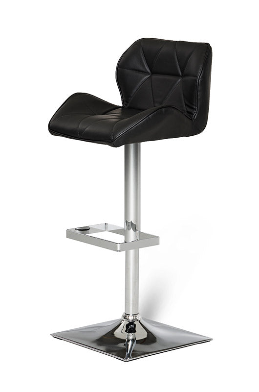 42" Black Eco-Leather and Steel Bar Stool