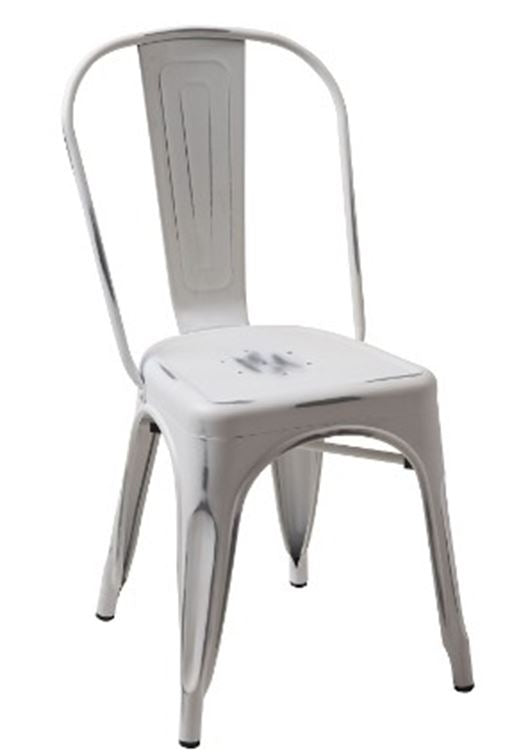 Four 33" Vintage White Metal Side Chairs