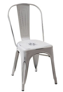 Four 33" Vintage White Metal Side Chairs
