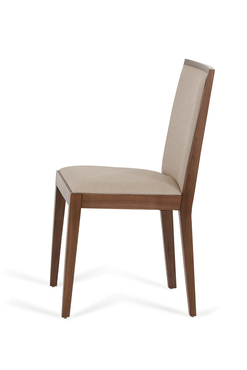 35" Tobacco Wood and Beige Fabric Desk Chair