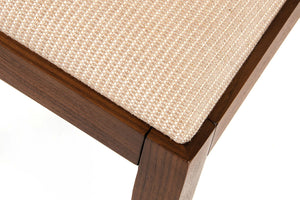 35" Tobacco Wood and Beige Fabric Desk Chair