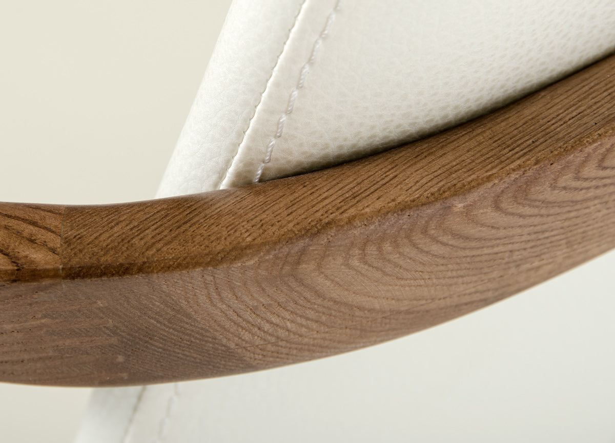 32" Walnut Wood and Cream Leatherette Dining Chair