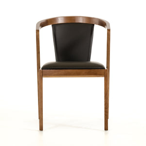 30" Walnut Wood and Black Leatherette Dining Chair