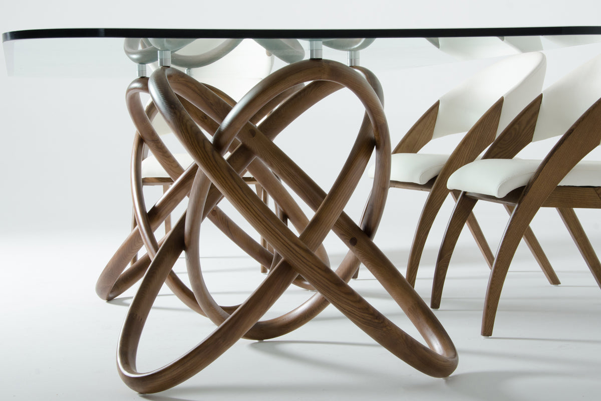 47" Walnut and Glass Dining Table