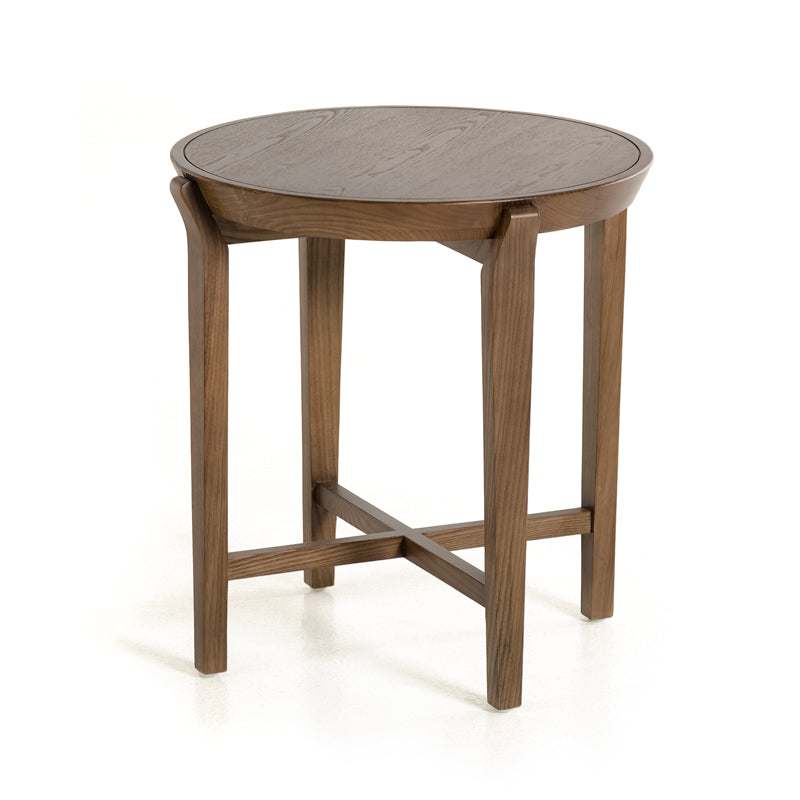 25" Walnut Wood and Veneer Side Table