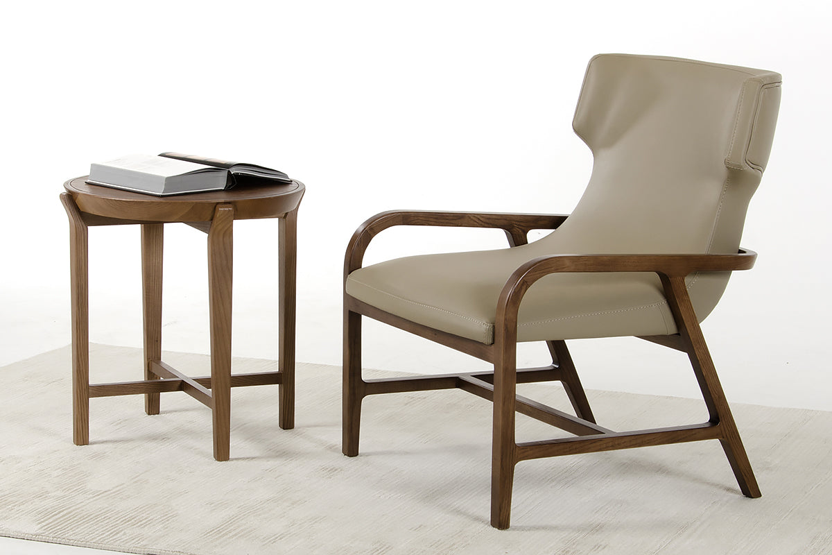 25" Walnut Wood and Veneer Side Table