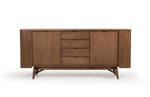 34" Walnut Wood and Veneer Buffet