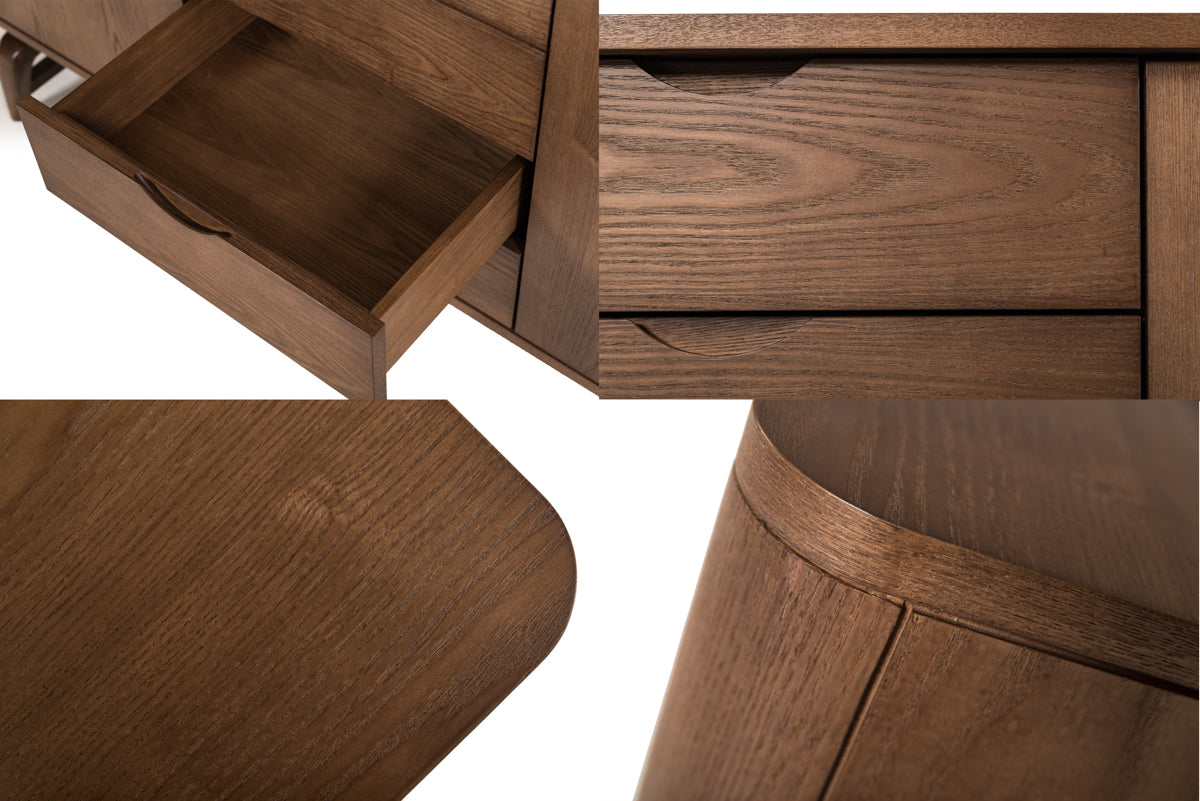 34" Walnut Wood and Veneer Buffet
