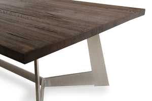 16" Dark Aged Oak Wood  Veneer  and Steel Coffee Table