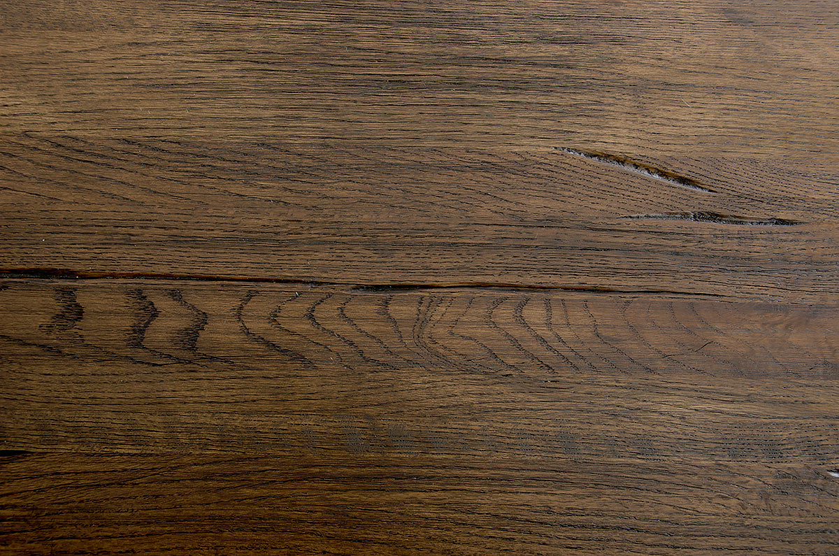 16" Dark Aged Oak Wood  Veneer  and Steel Coffee Table